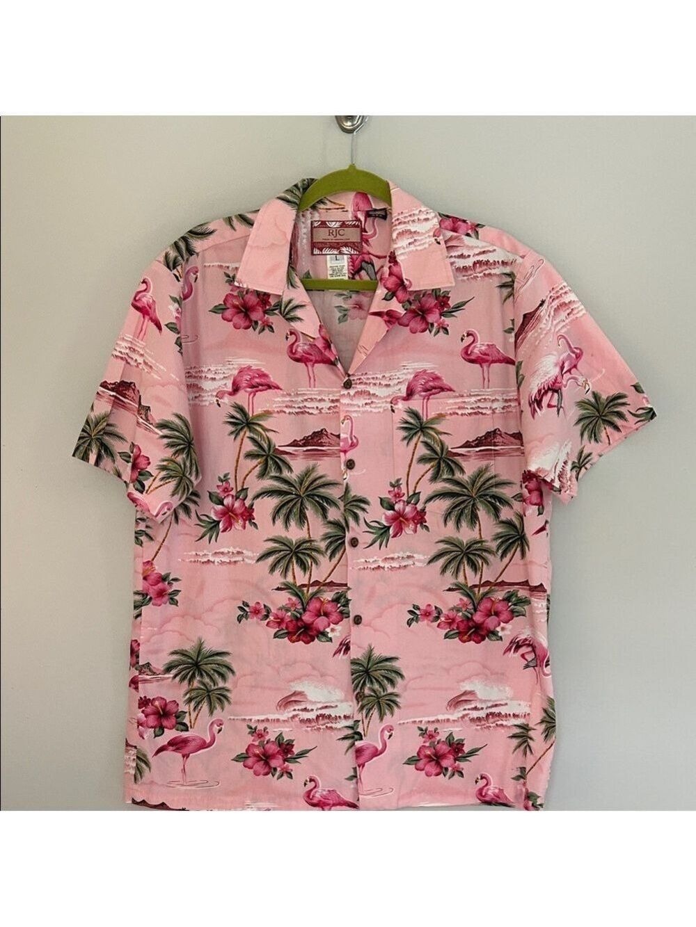 RJC -Robert J. Clancy Flamingo Hibiscus Men’s Camp Shirt